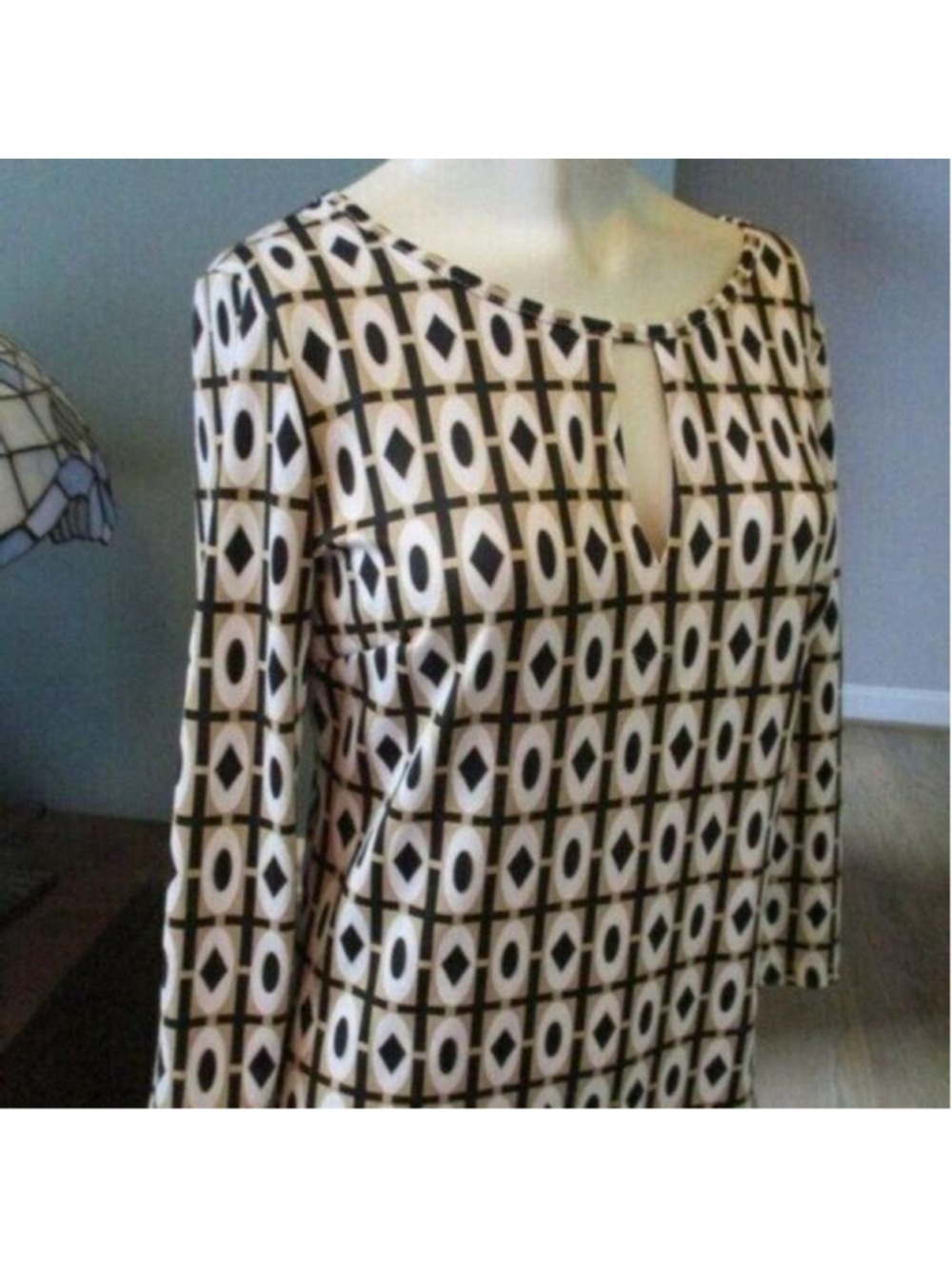 Julie Brown Tan Black Geometric Dress Small - Picture 4 of 6